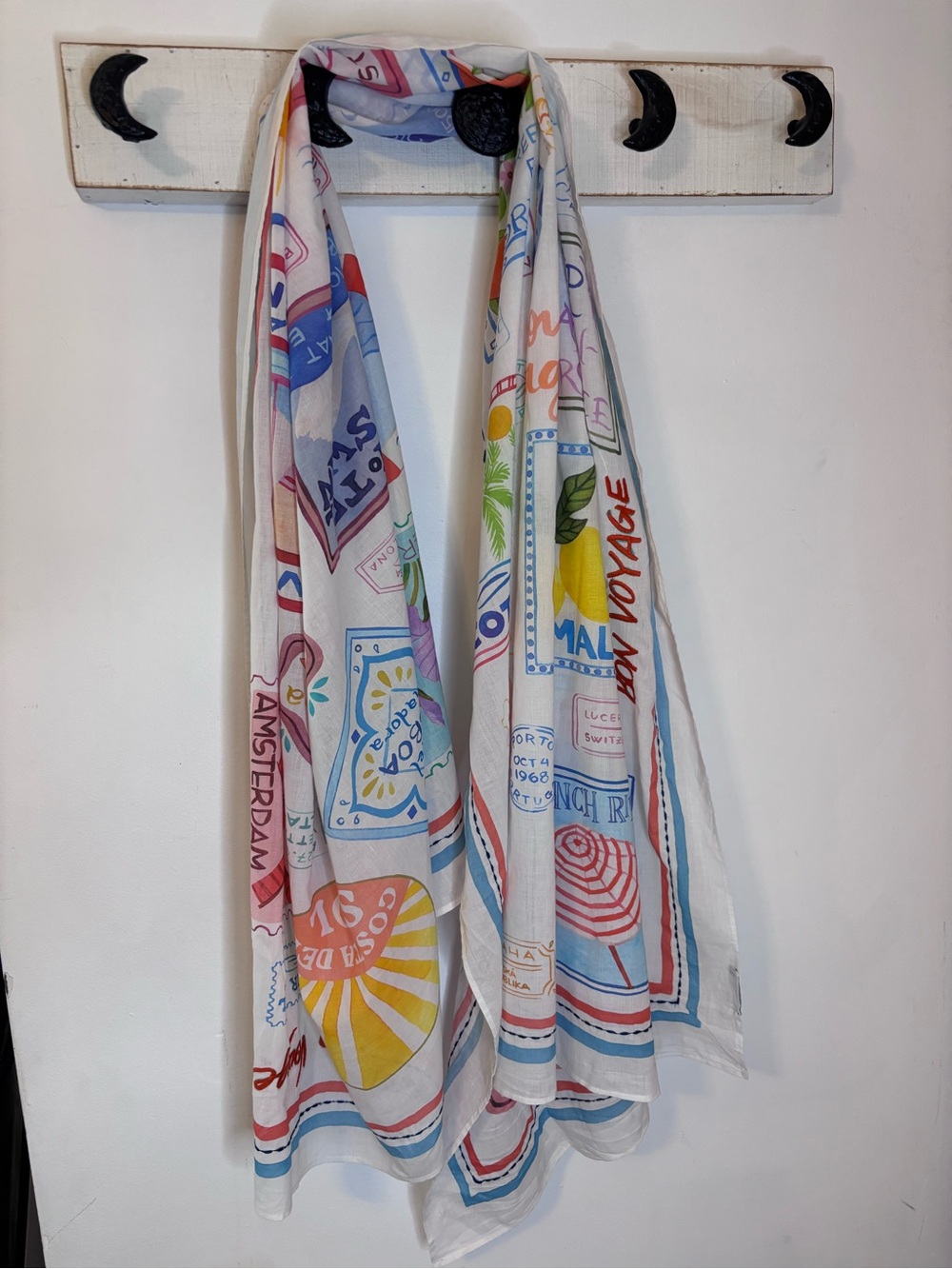 NWOT Vismaya Postage Stamp Travel Print Scarf